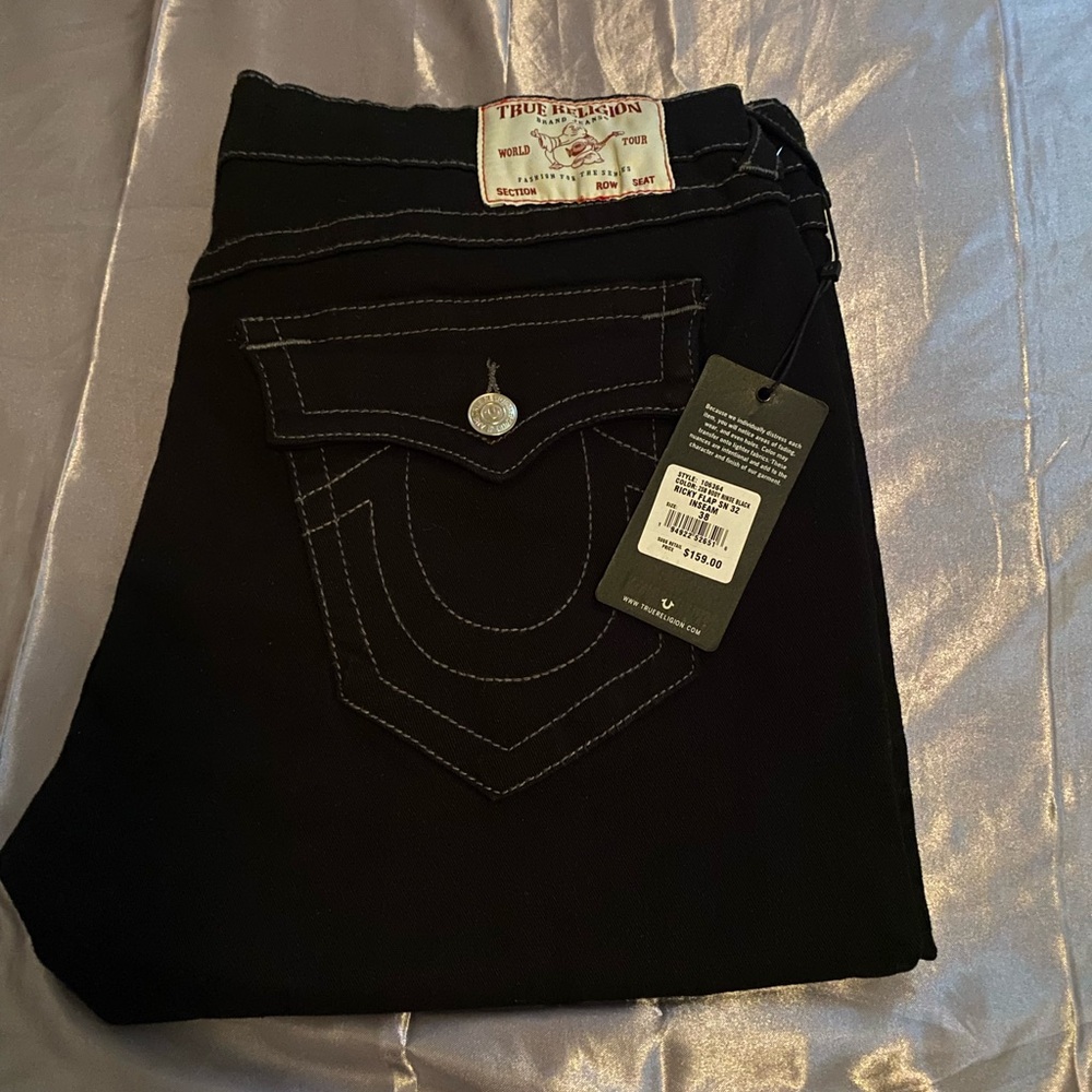 True Religion Mens Ricky Flap Relaxed Jeans (Size 38)